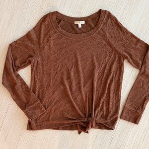 Nine Britton Brown Long Sleeve Top, size small